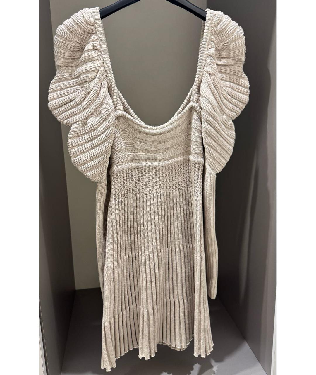 CULT GAIA Бежевое хлопковое коктейльное платье, фото 2
