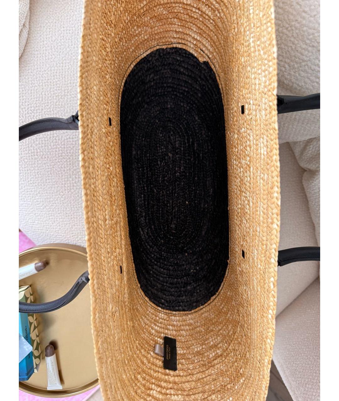 JIMMY CHOO Бежевая пелетеная пляжная сумка, фото 4