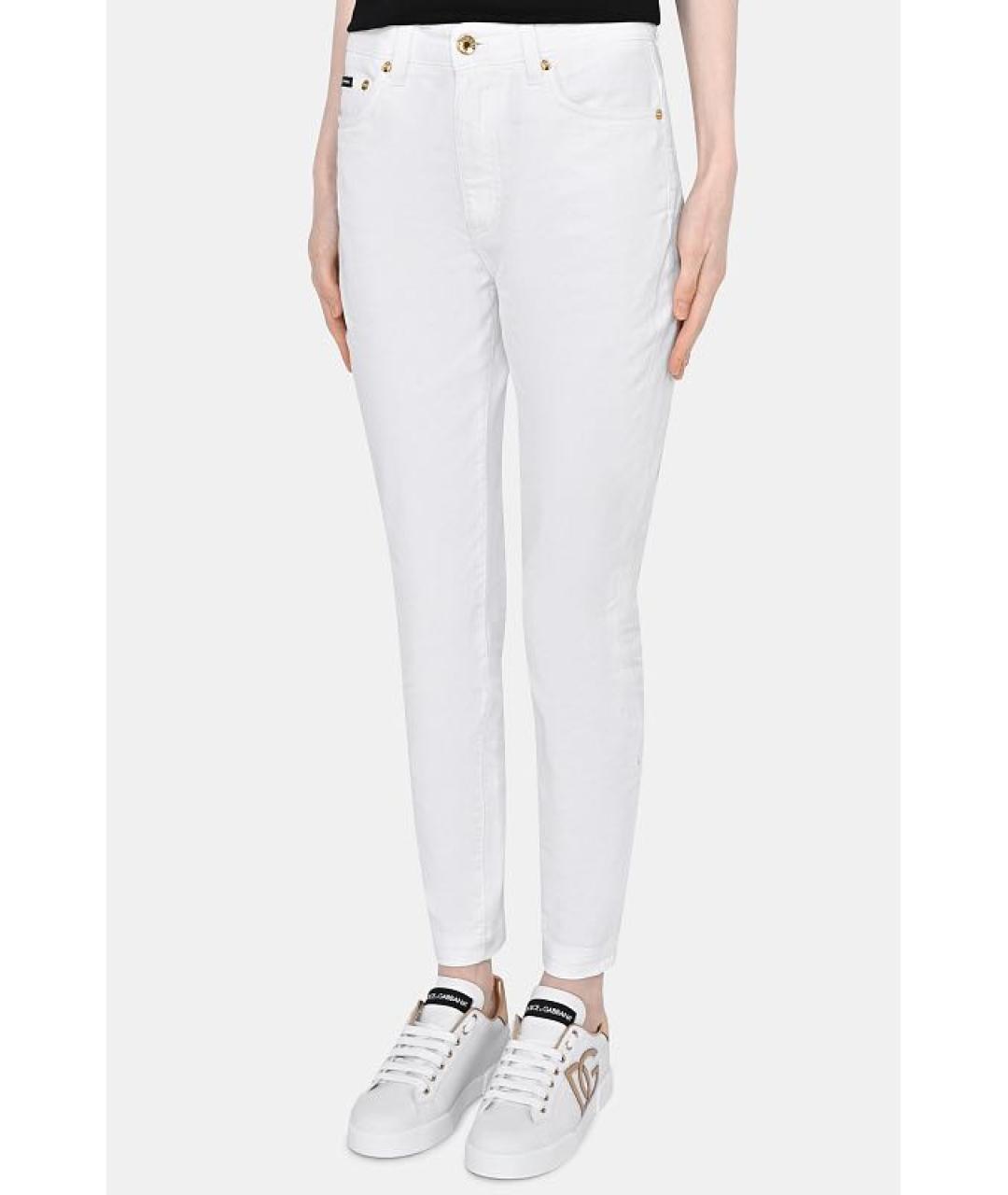 DOLCE&GABBANA Белые хлопко-эластановые джинсы слим, фото 2