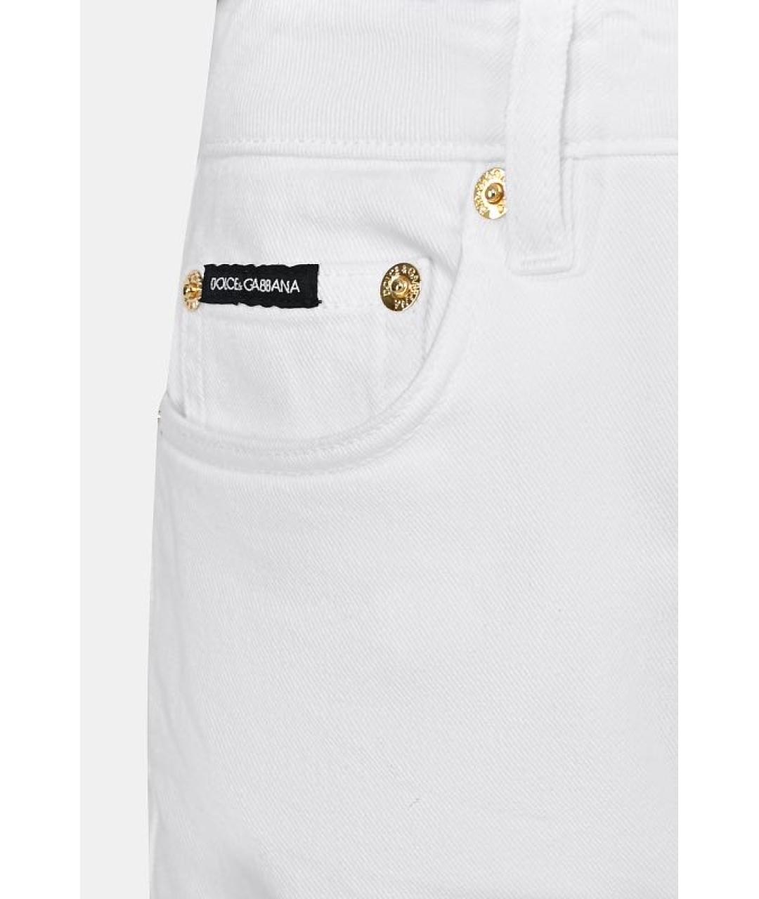 DOLCE&GABBANA Белые хлопко-эластановые джинсы слим, фото 4