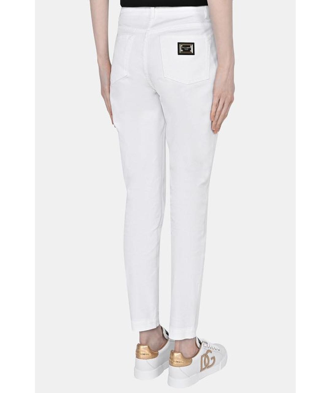 DOLCE&GABBANA Белые хлопко-эластановые джинсы слим, фото 3