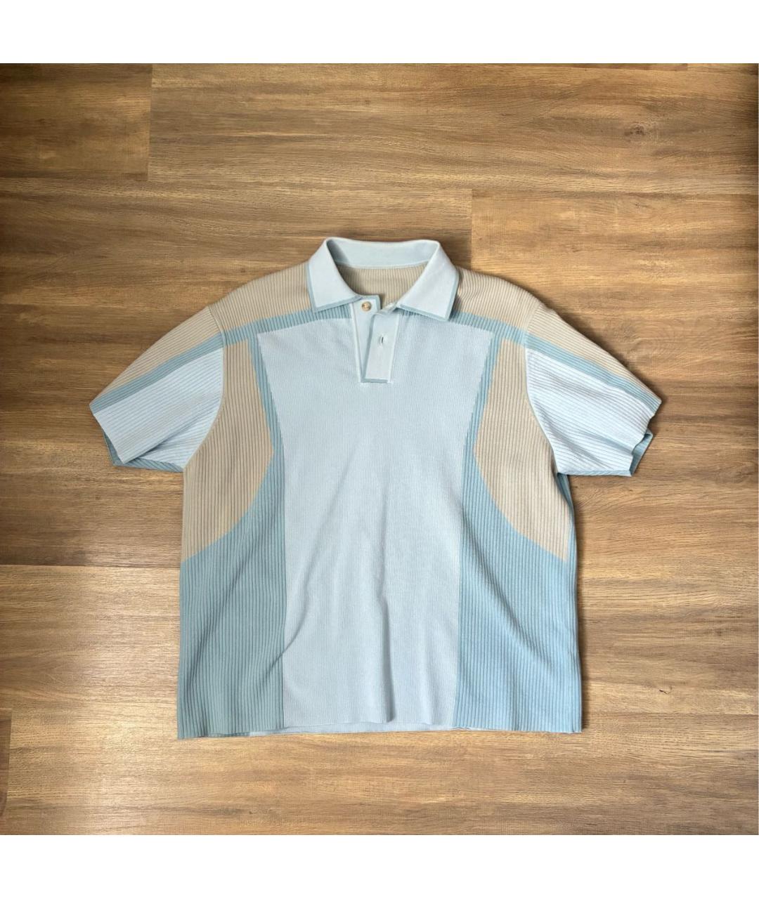 JACQUEMUS Голубое хлопковое поло с коротким рукавом, фото 2