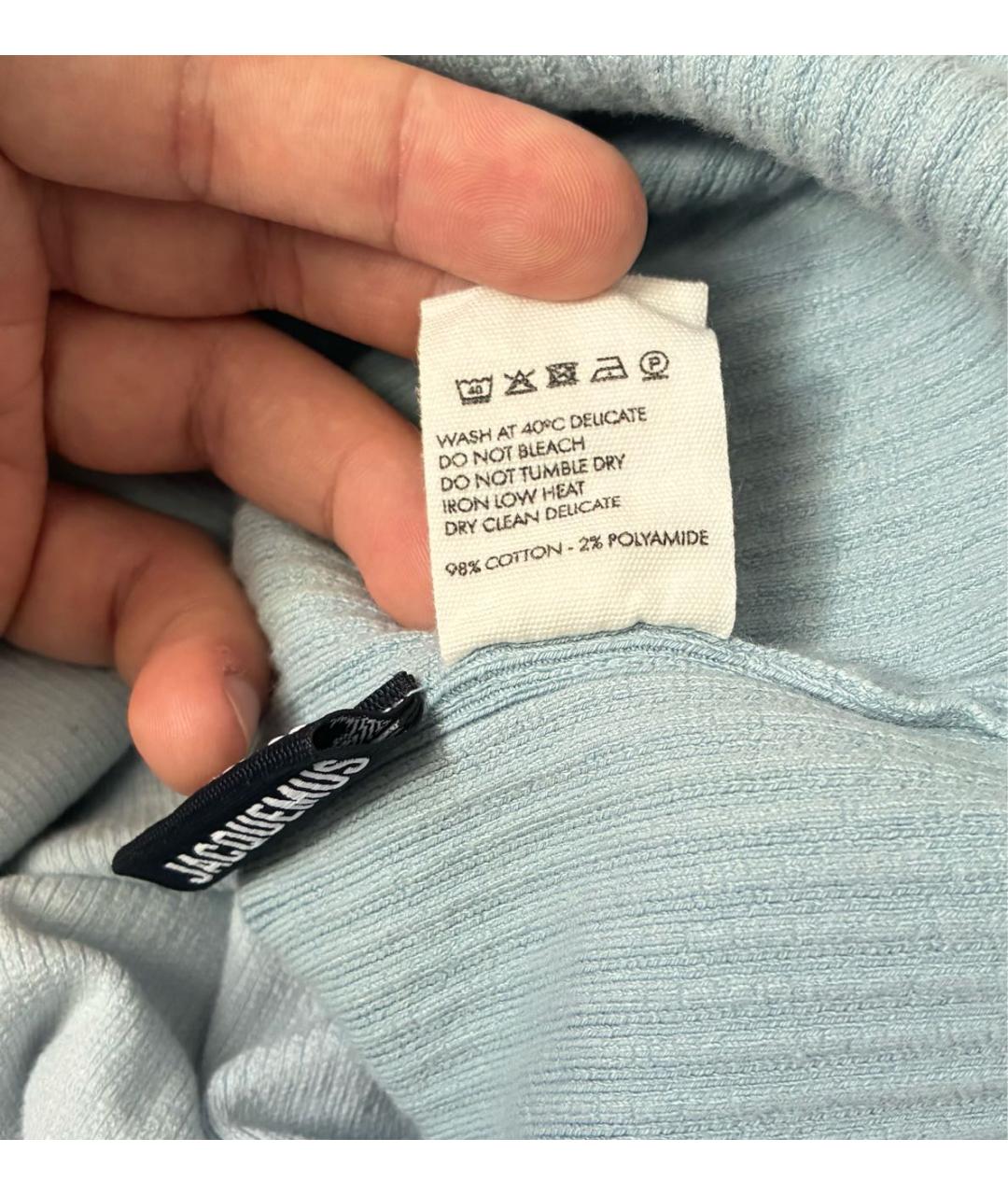 JACQUEMUS Голубое хлопковое поло с коротким рукавом, фото 6