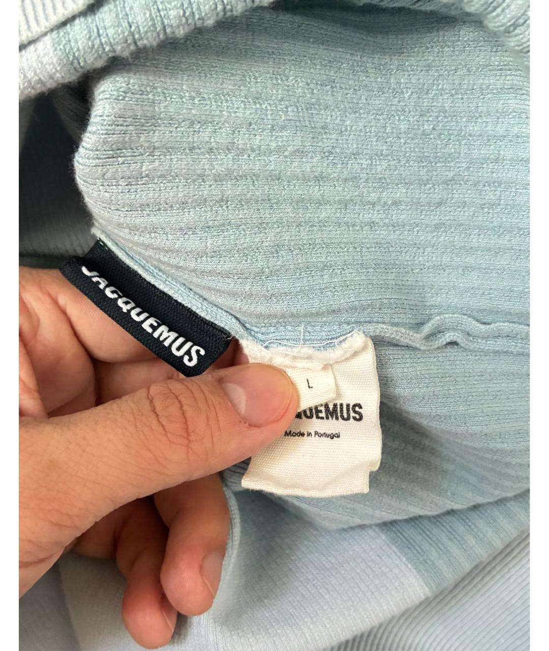 JACQUEMUS Голубое хлопковое поло с коротким рукавом, фото 5