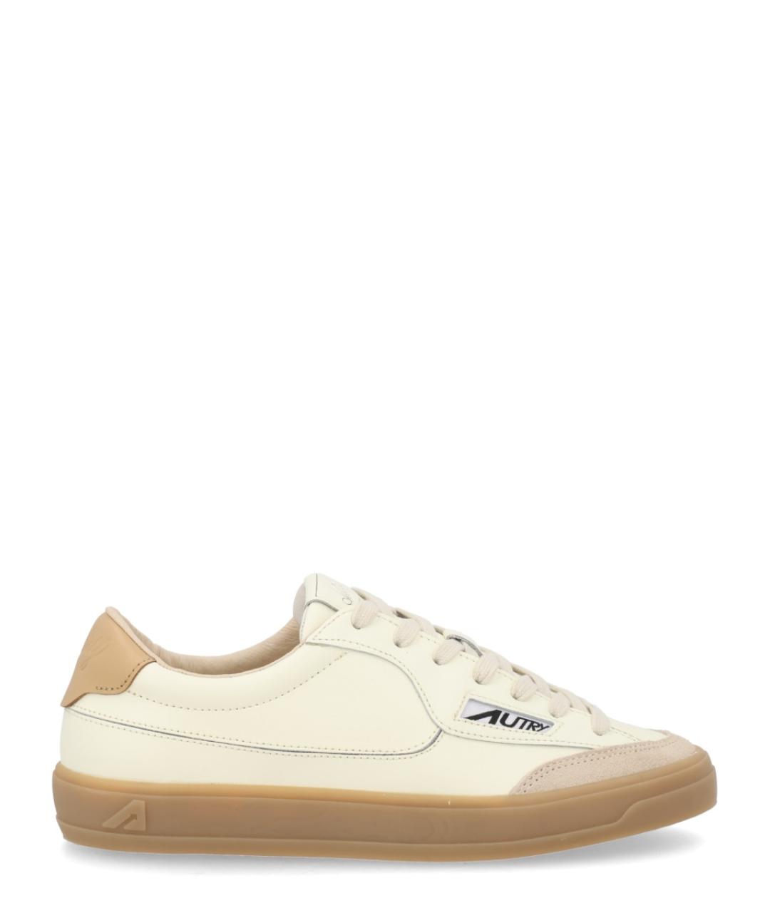 AUTRY Бежевые кожаные кроссовки, фото 1