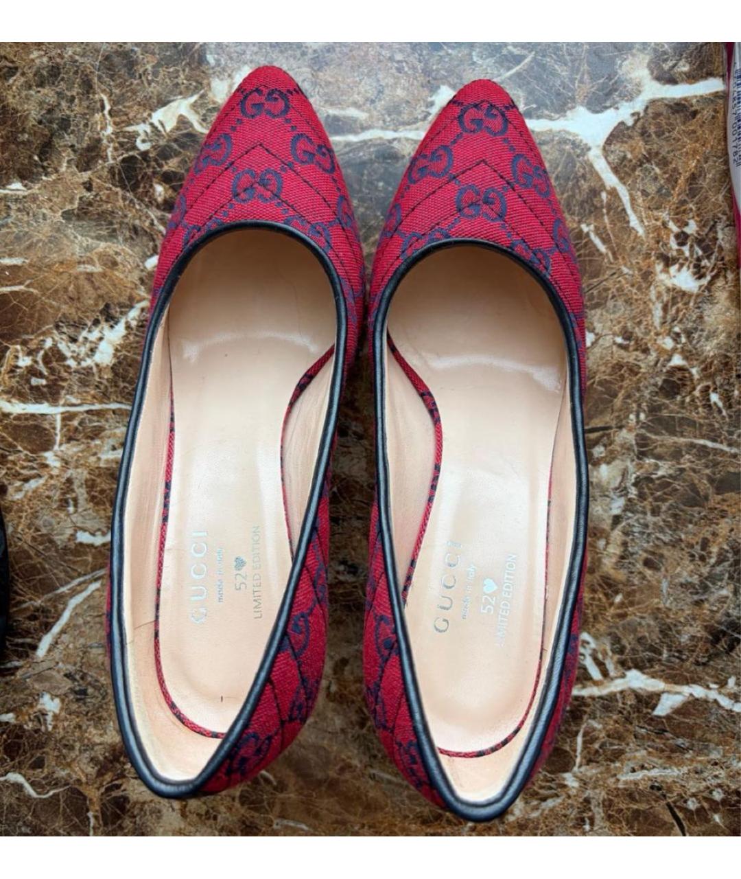 GUCCI Красные текстильные туфли, фото 5