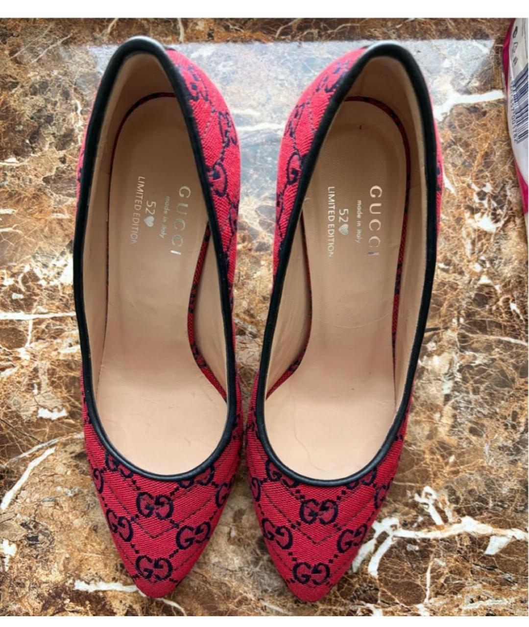 GUCCI Красные текстильные туфли, фото 6