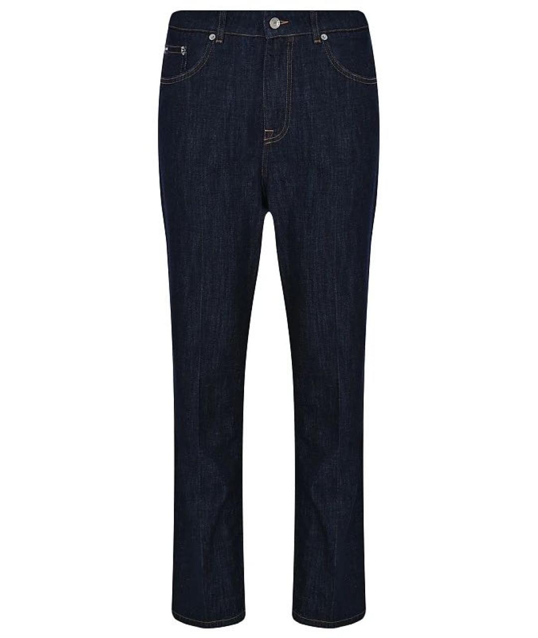 DOLCE&GABBANA Темно-синие хлопковые прямые джинсы, фото 1