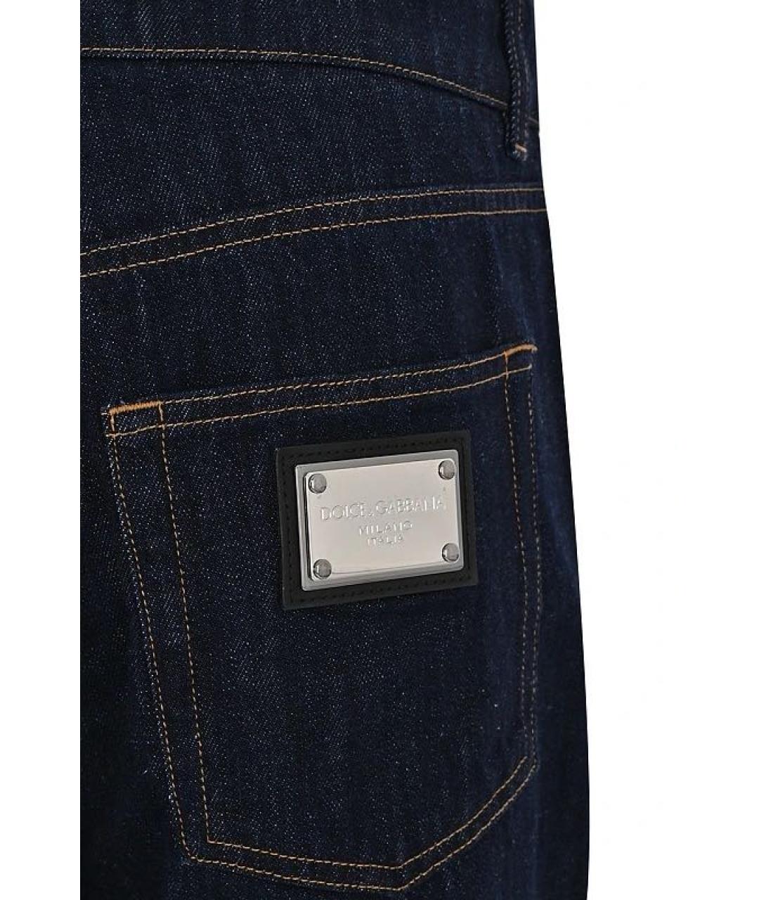 DOLCE&GABBANA Темно-синие хлопковые прямые джинсы, фото 4
