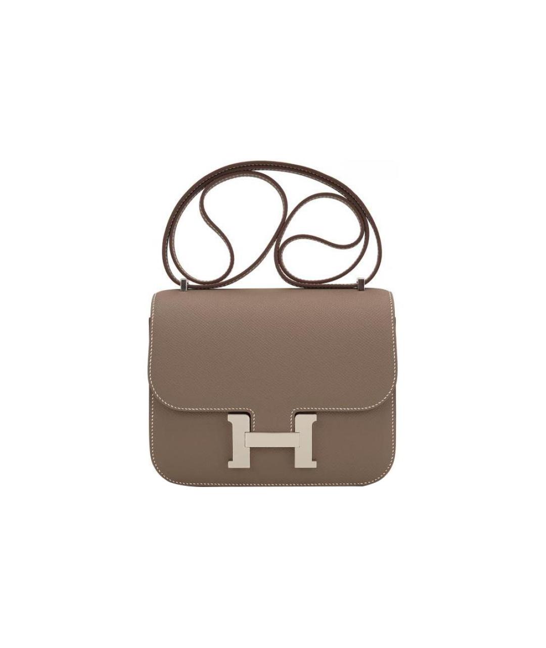 HERMES Серая кожаная сумка через плечо, фото 6