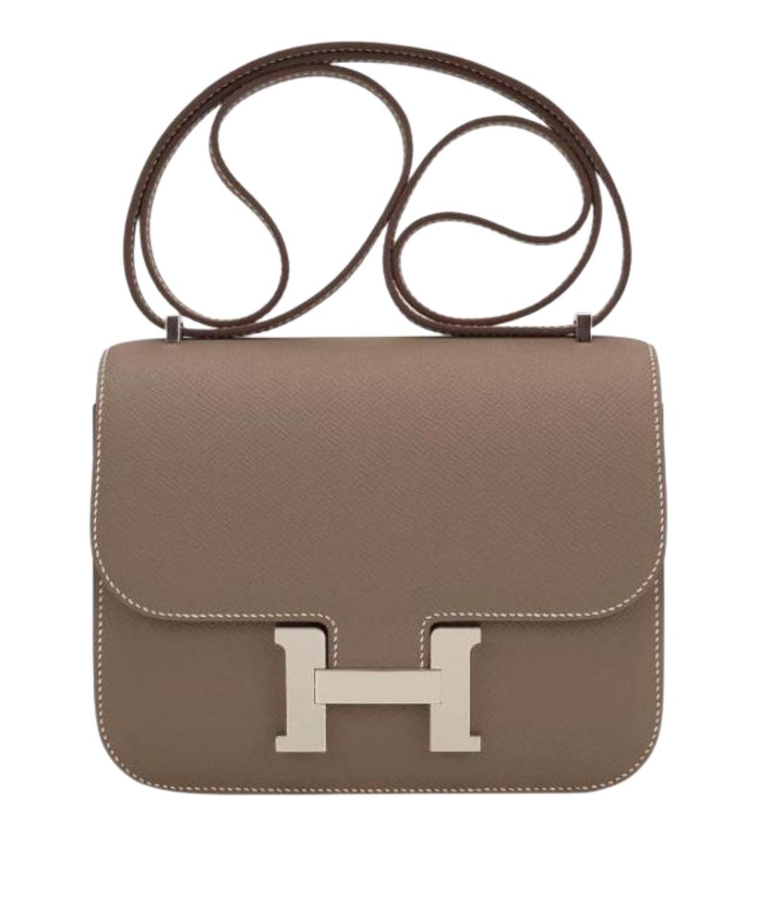 HERMES Серая кожаная сумка через плечо, фото 1