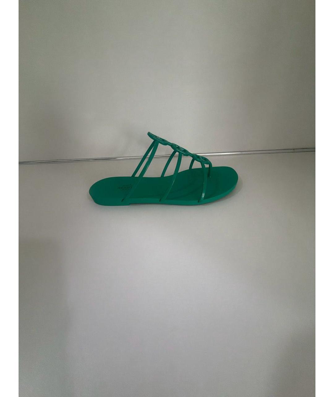 HERMES Зеленые резиновые шлепанцы, фото 7