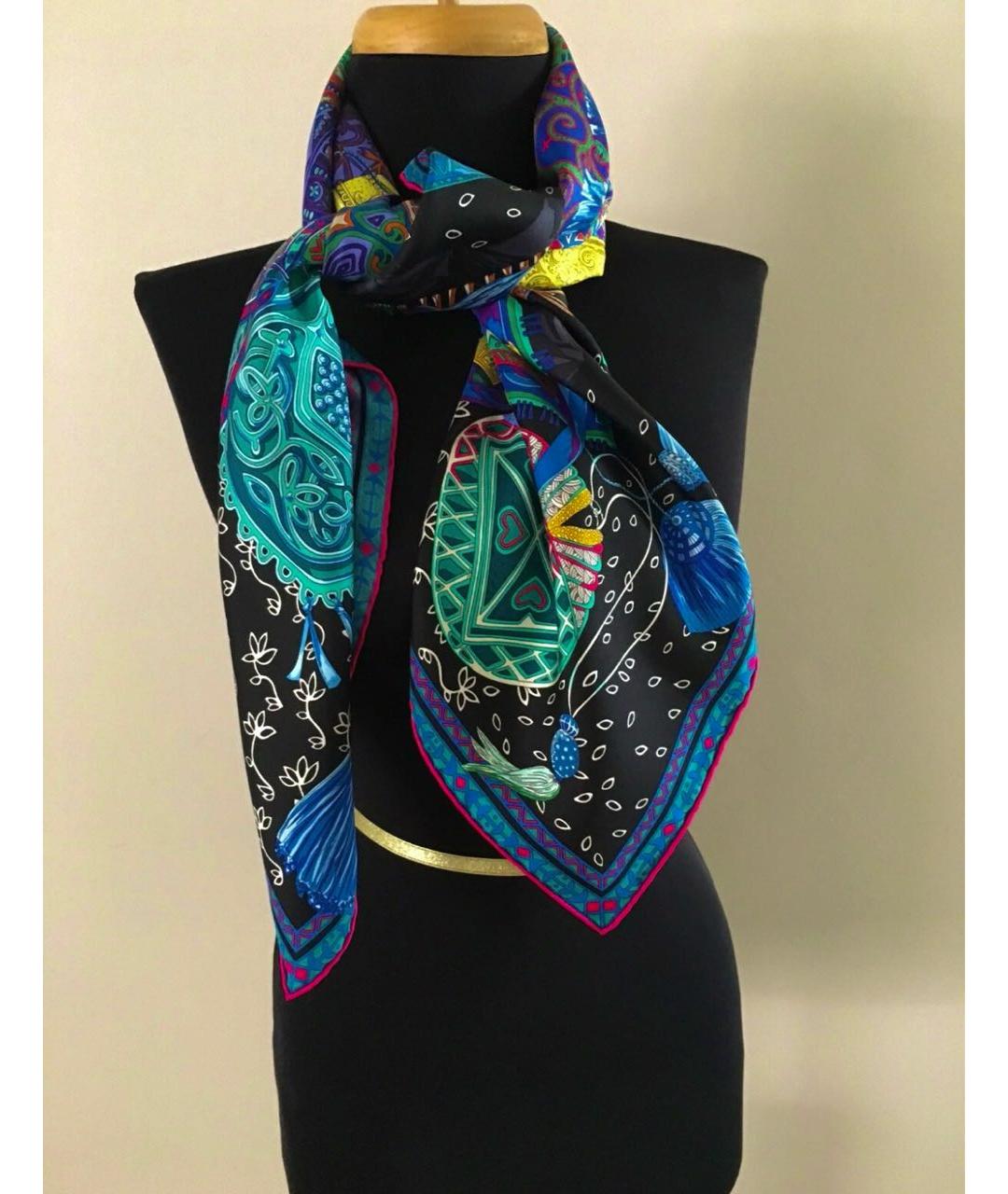 HERMES Мульти шелковый шарф, фото 2
