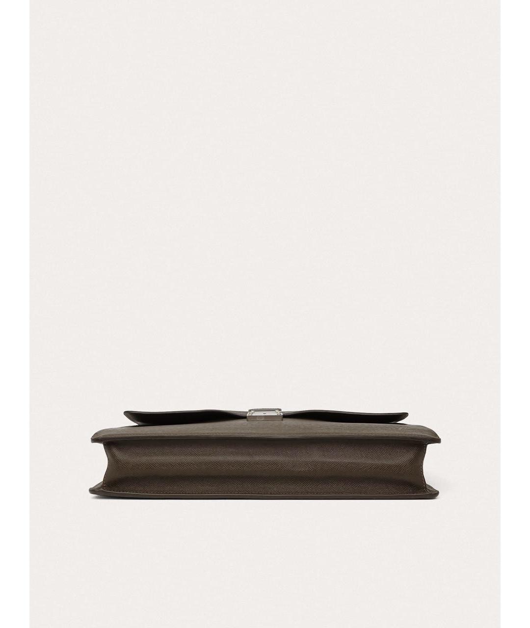 LOUIS VUITTON Коричневый кожаный портфель, фото 5