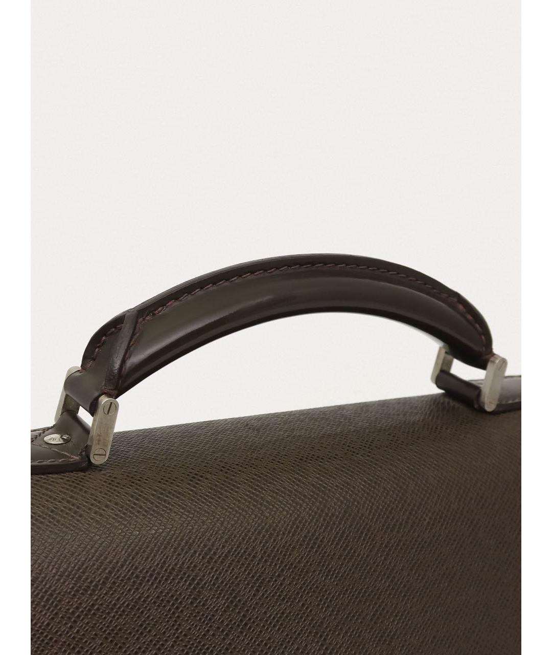 LOUIS VUITTON Коричневый кожаный портфель, фото 7