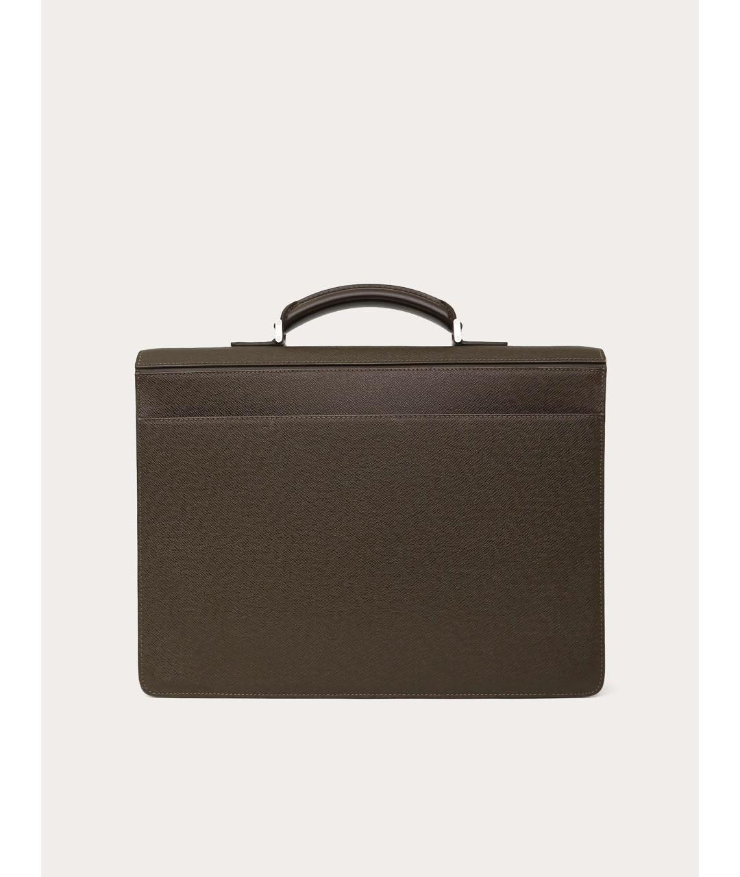 LOUIS VUITTON Коричневый кожаный портфель, фото 3