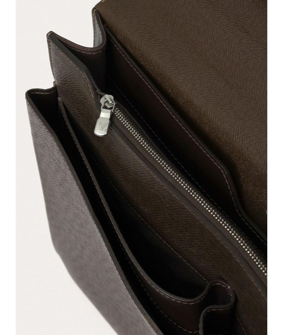 LOUIS VUITTON Коричневый кожаный портфель, фото 4