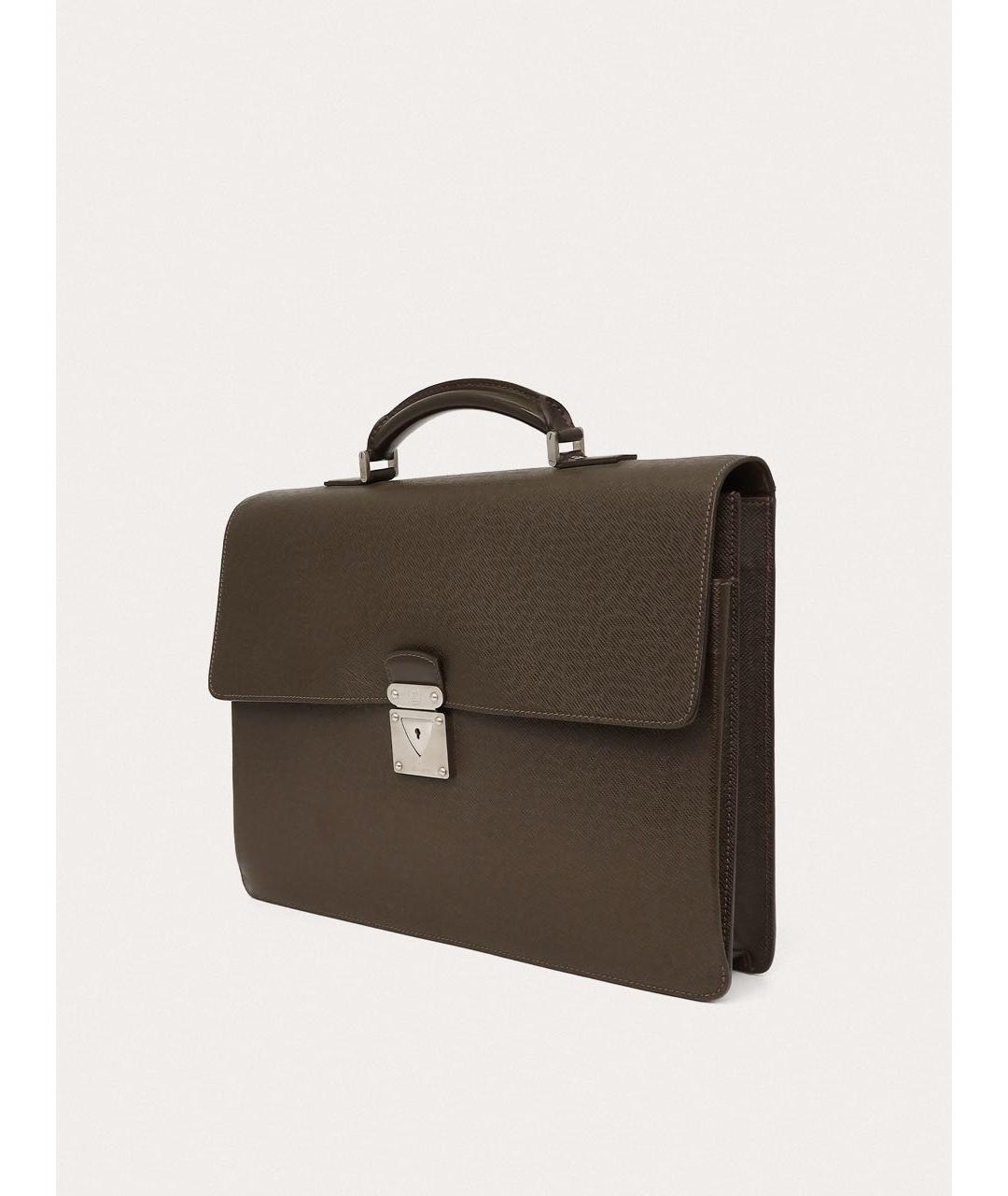 LOUIS VUITTON Коричневый кожаный портфель, фото 2