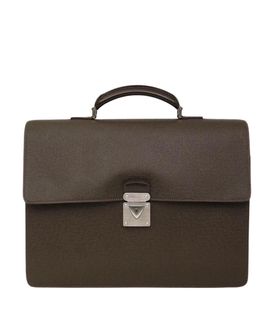 LOUIS VUITTON Коричневый кожаный портфель, фото 1