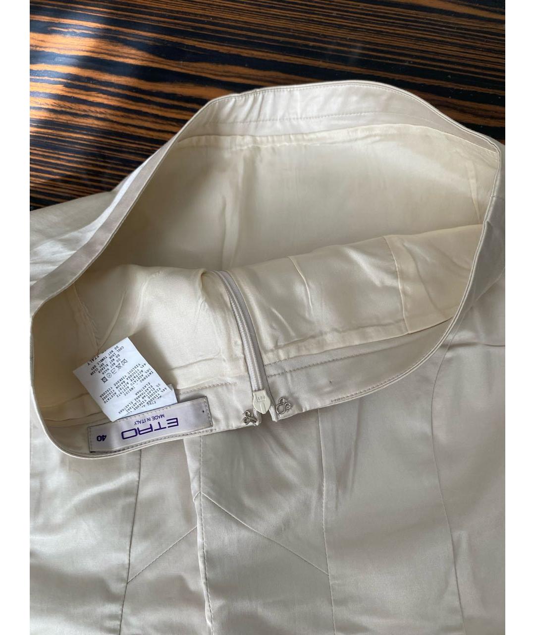 ETRO Белая хлопко-эластановая юбка миди, фото 7