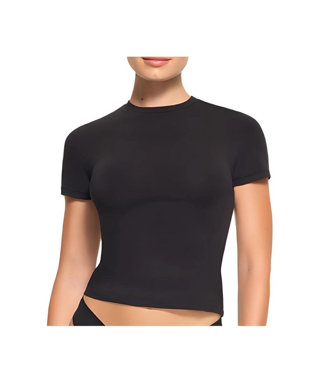 SKIMS Черная хлопко-эластановая футболка, фото 2