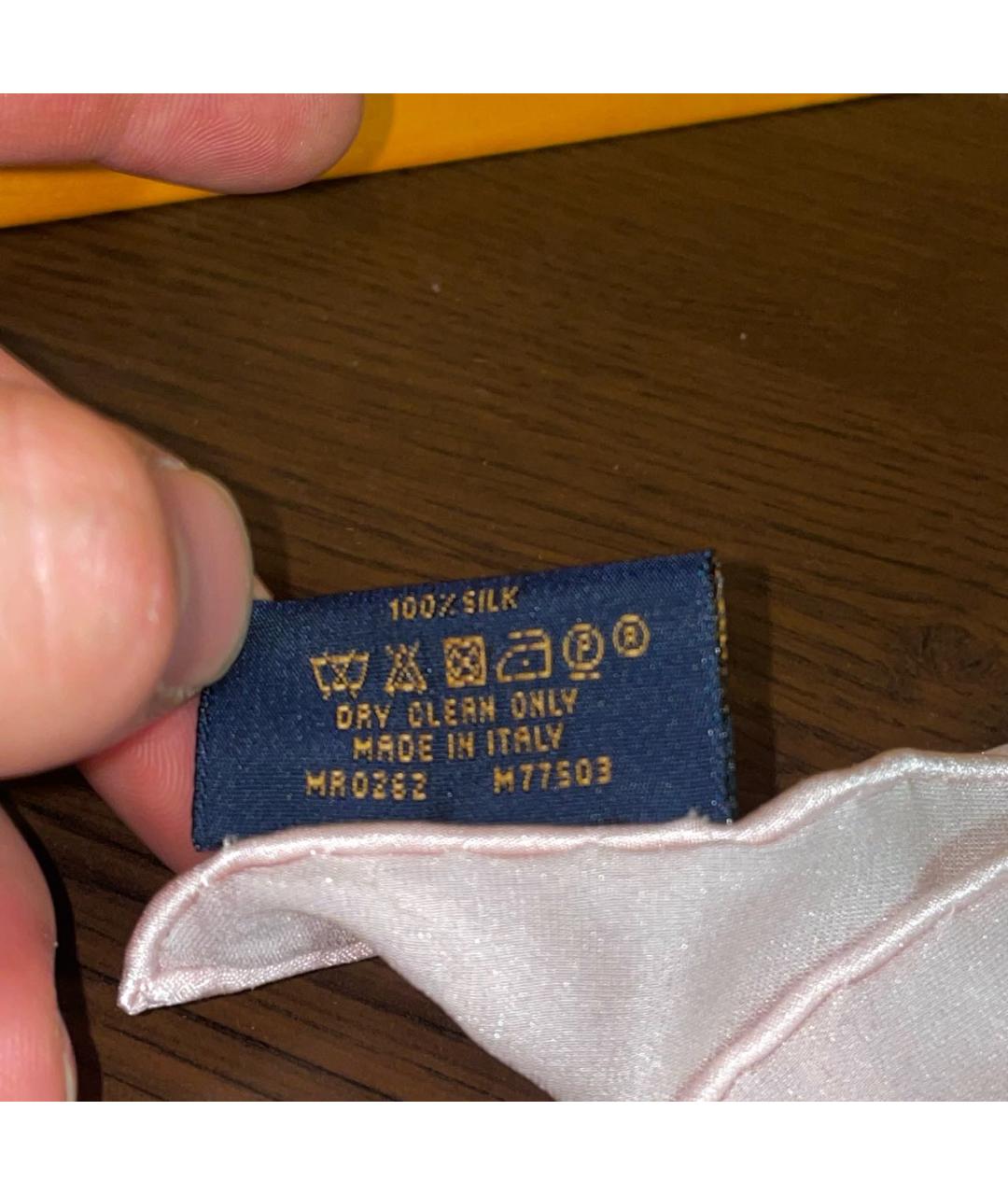 LOUIS VUITTON Розовый шелковый платок, фото 3