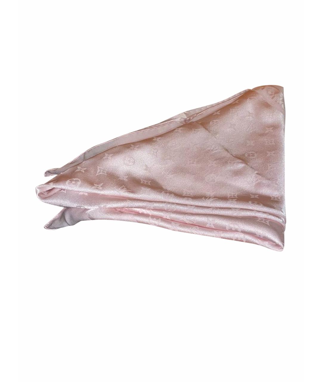 LOUIS VUITTON Розовый шелковый платок, фото 1