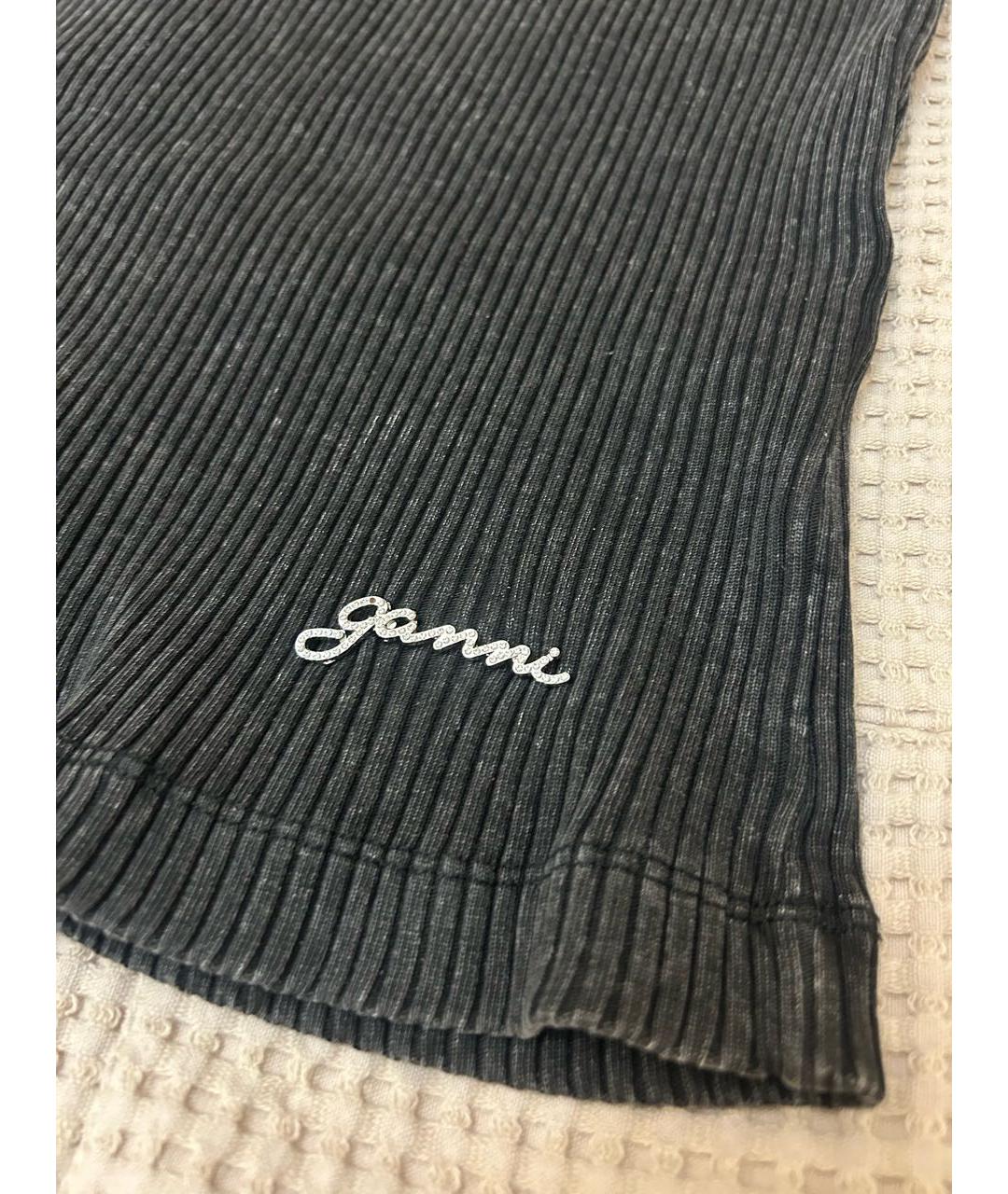 GANNI Антрацитовая хлопковая майка, фото 4