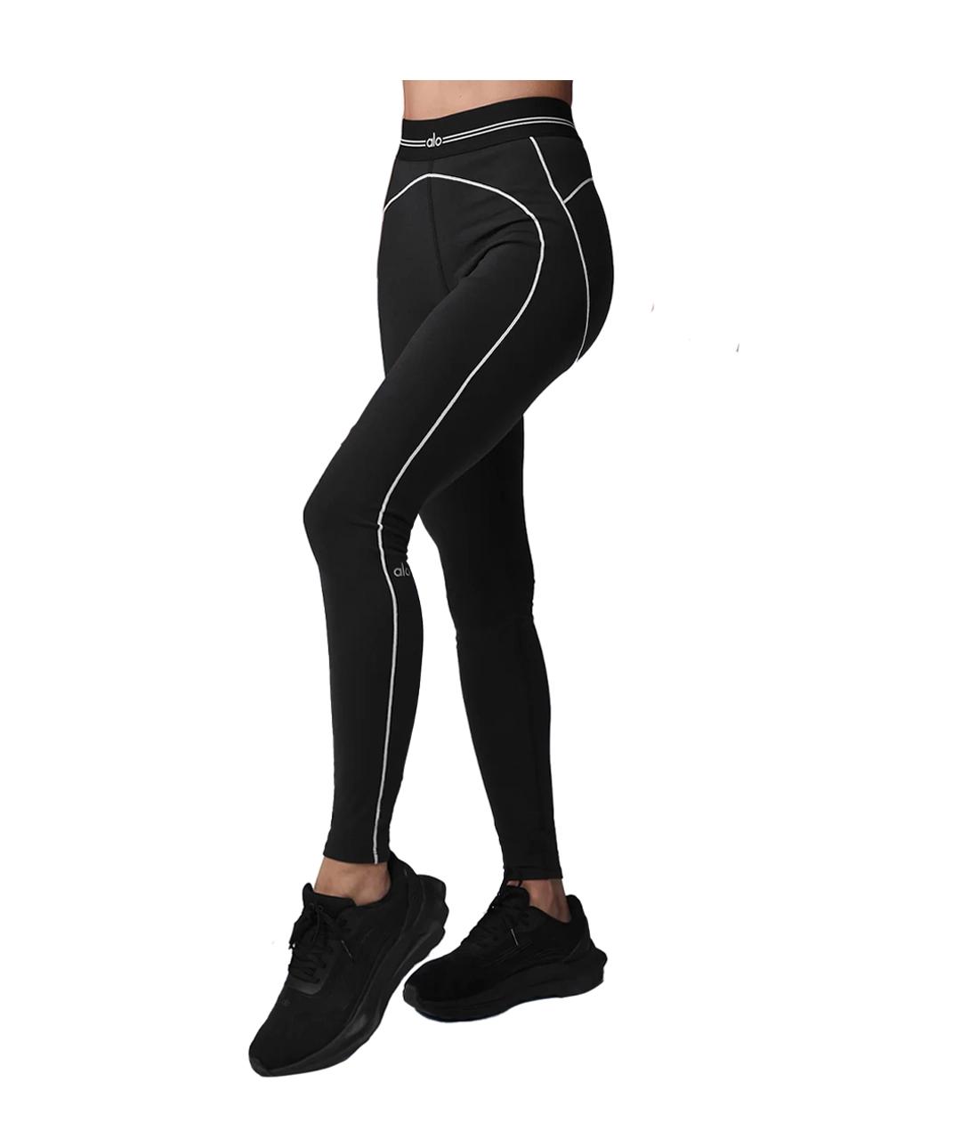 ALO YOGA Черные полиамидовые леггинсы и велосипедки, фото 3