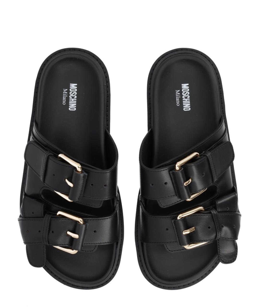 MOSCHINO Черные кожаные сандалии, фото 4