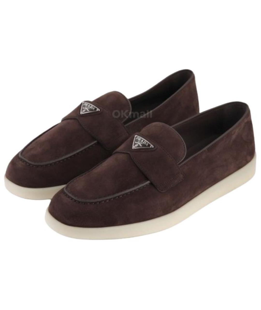 PRADA Коричневые замшевые лоферы, фото 3