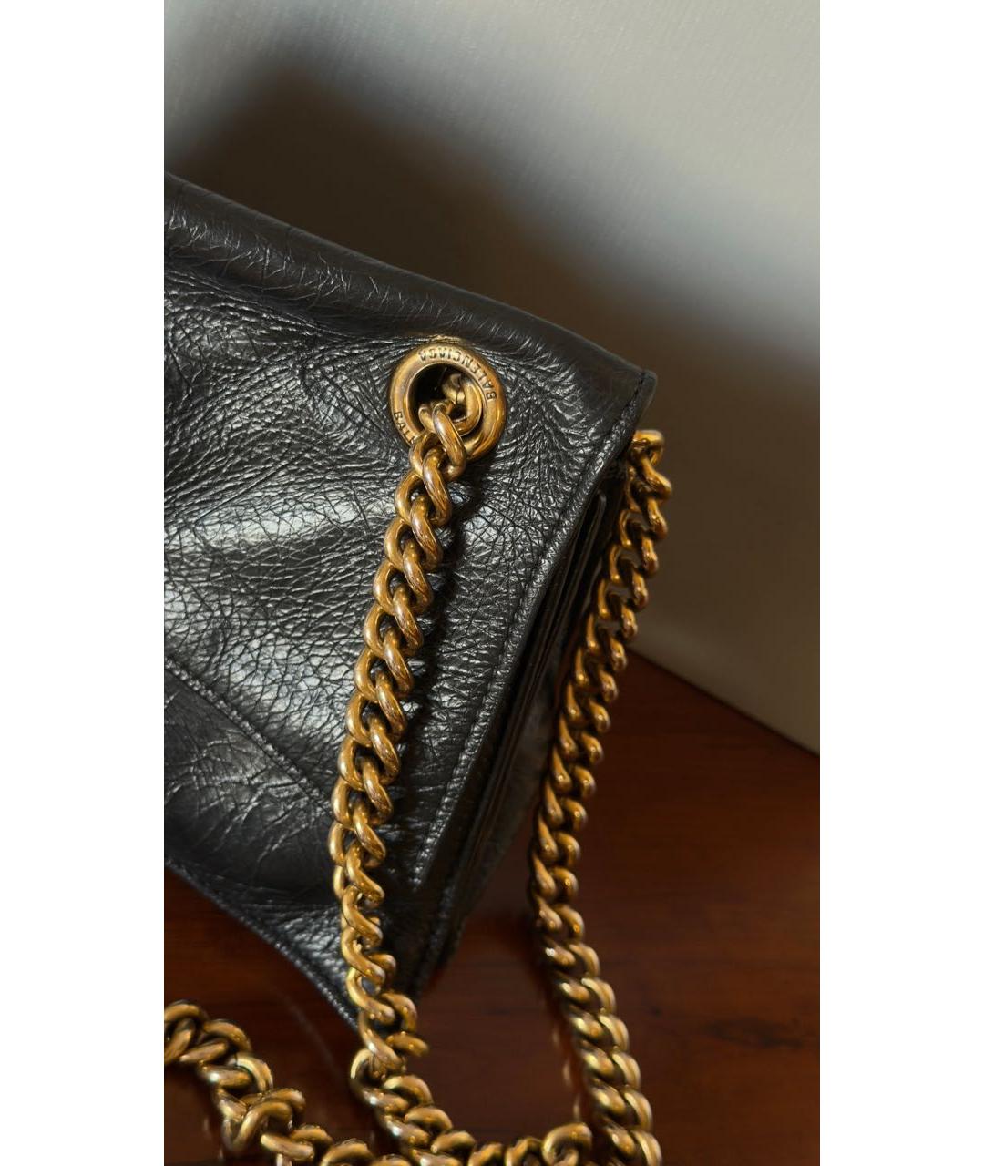 BALENCIAGA Черная кожаная сумка через плечо, фото 5