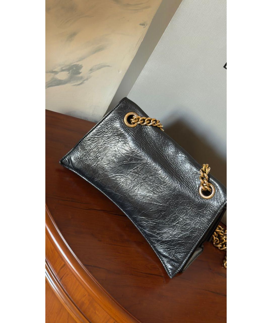 BALENCIAGA Черная кожаная сумка через плечо, фото 3