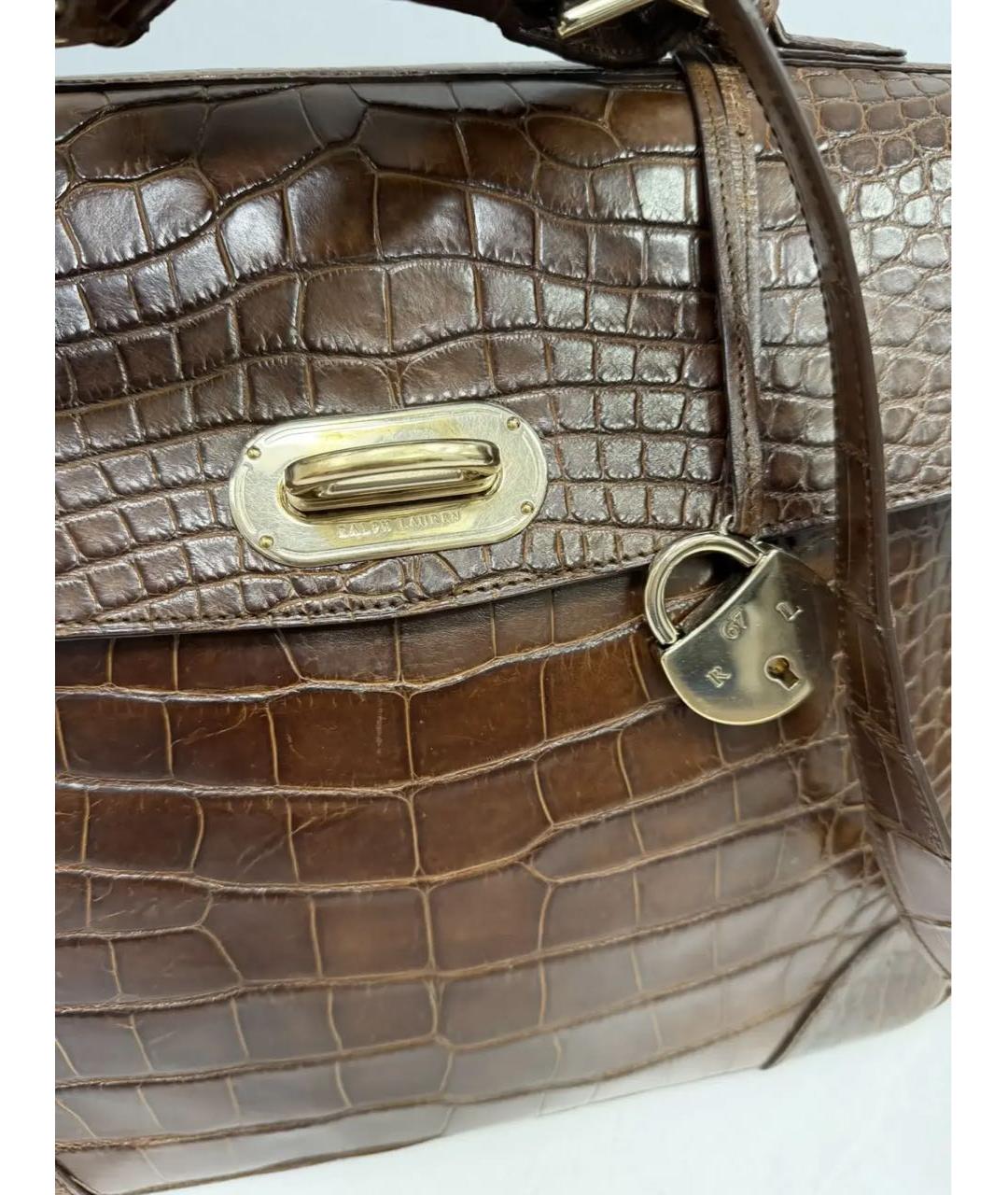 RALPH LAUREN Коричневая сумка через плечо из экзотической кожи, фото 7