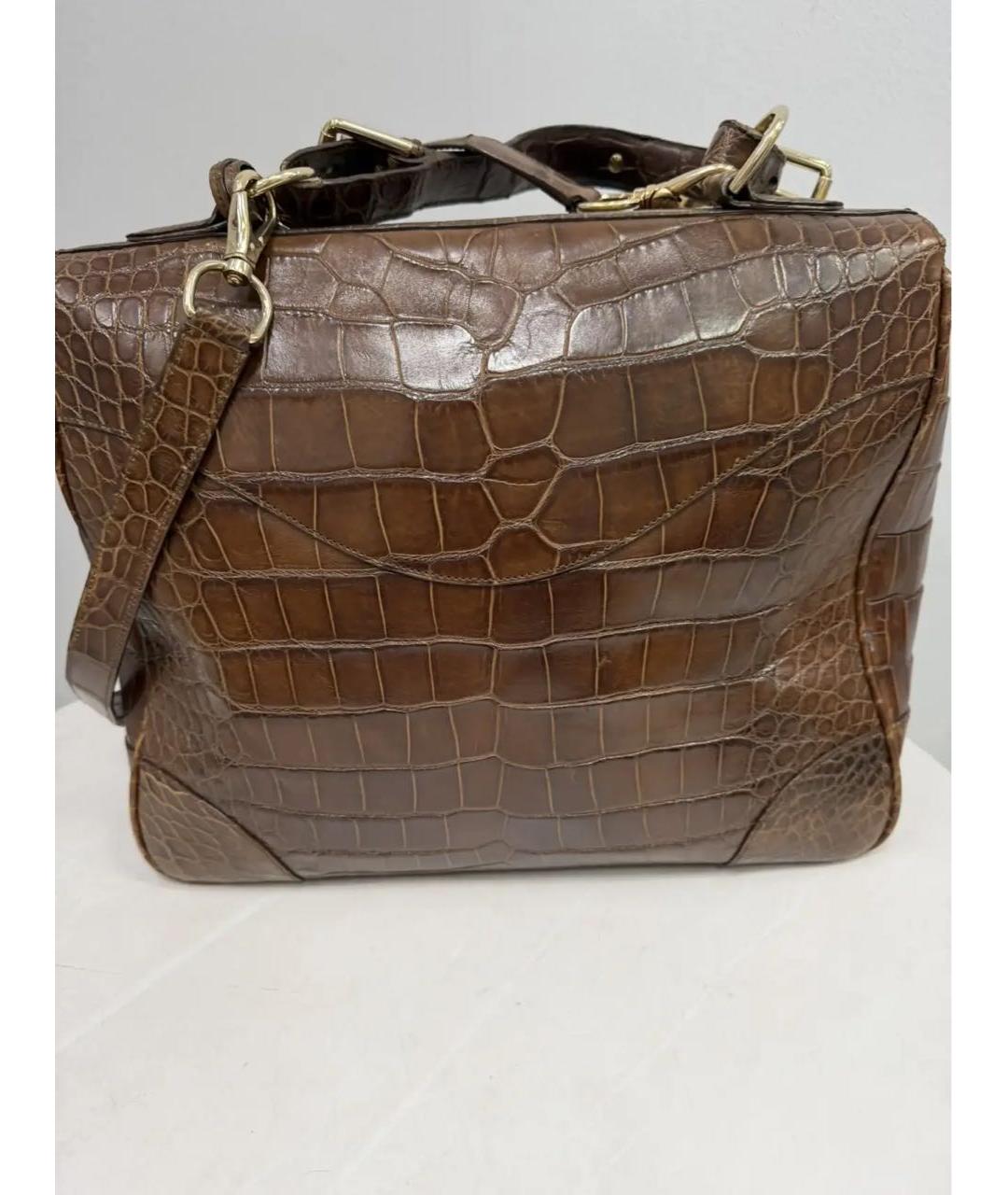 RALPH LAUREN Коричневая сумка через плечо из экзотической кожи, фото 2