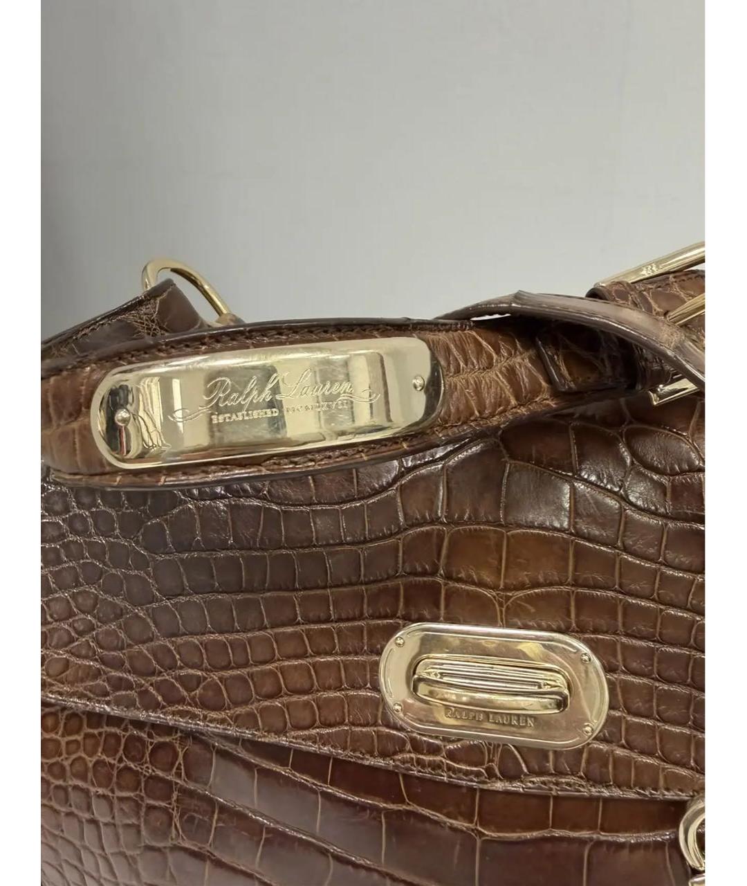 RALPH LAUREN Коричневая сумка через плечо из экзотической кожи, фото 5