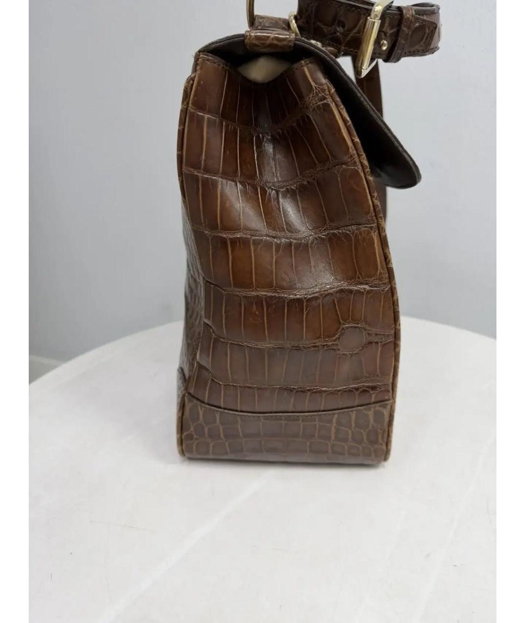 RALPH LAUREN Коричневая сумка через плечо из экзотической кожи, фото 4