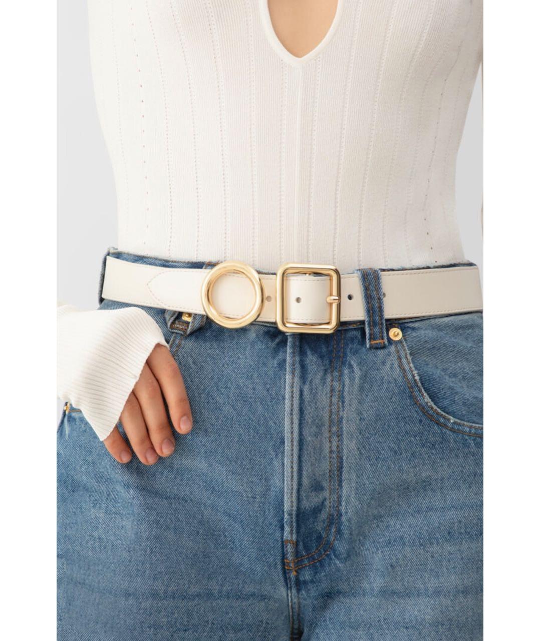 JACQUEMUS Бежевый кожаный ремень, фото 5