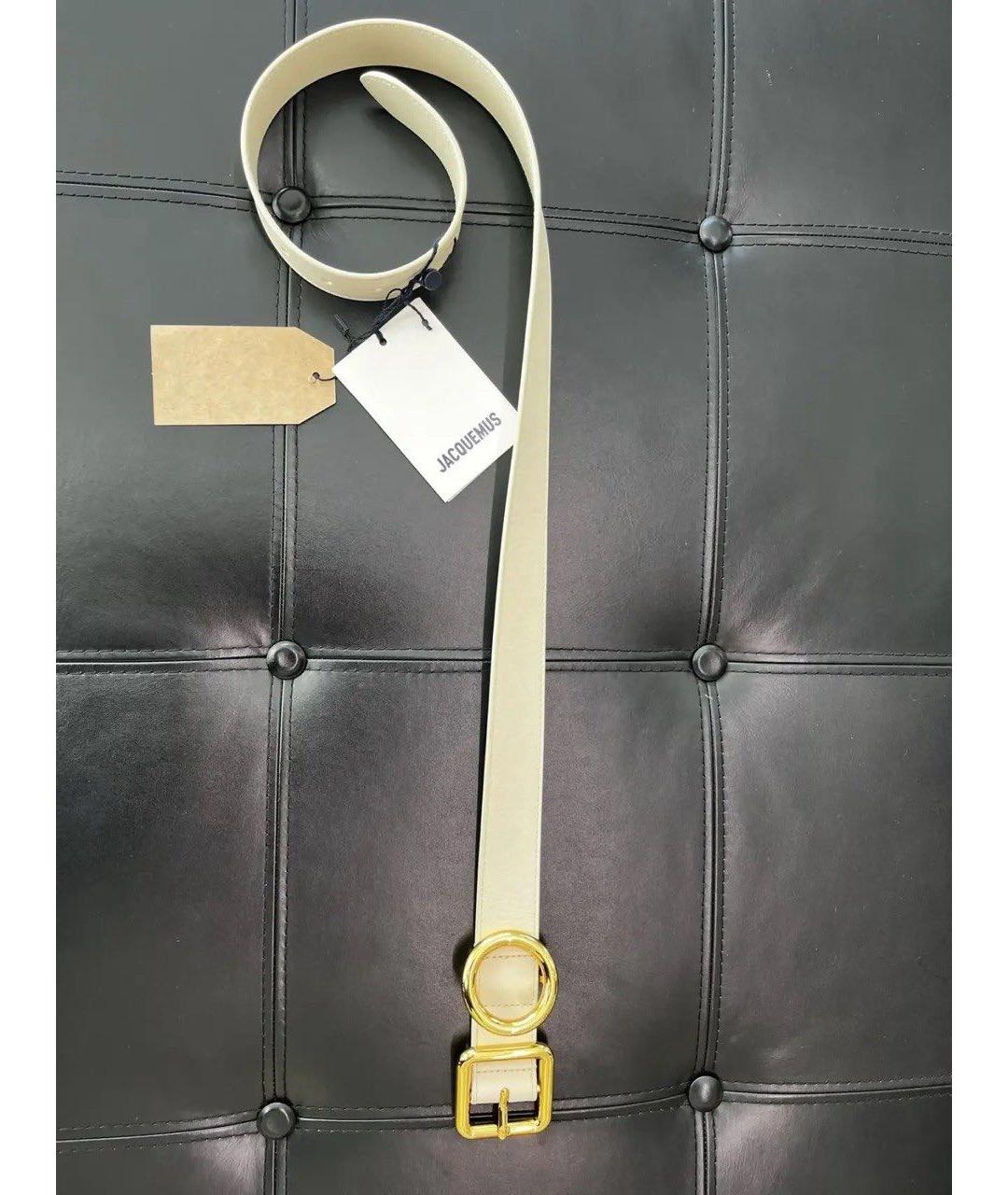 JACQUEMUS Бежевый кожаный ремень, фото 4