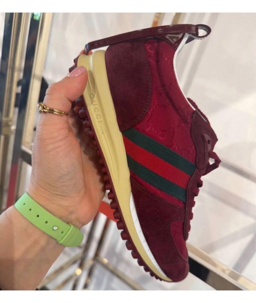 GUCCI Бордовые кроссовки, фото 4