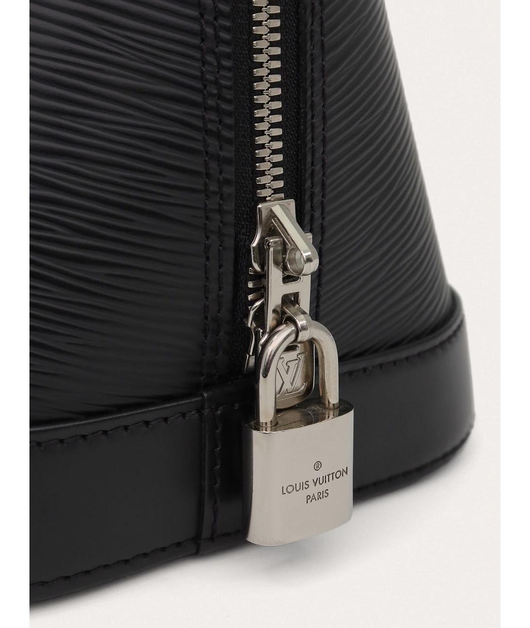 LOUIS VUITTON Черная кожаная сумка с короткими ручками, фото 5