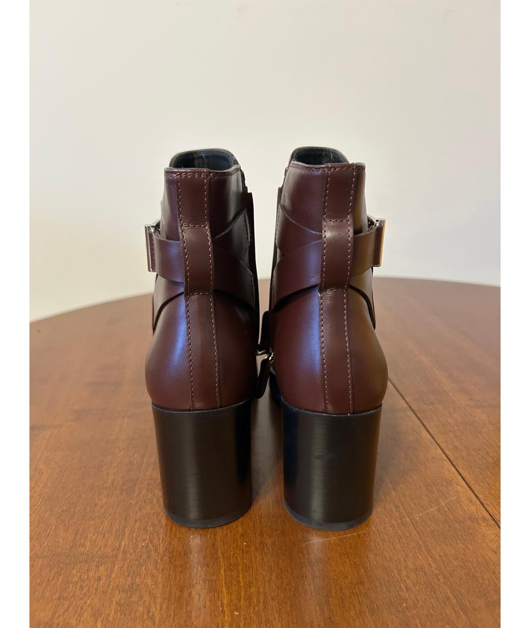 TOD'S Бордовые кожаные ботильоны, фото 5