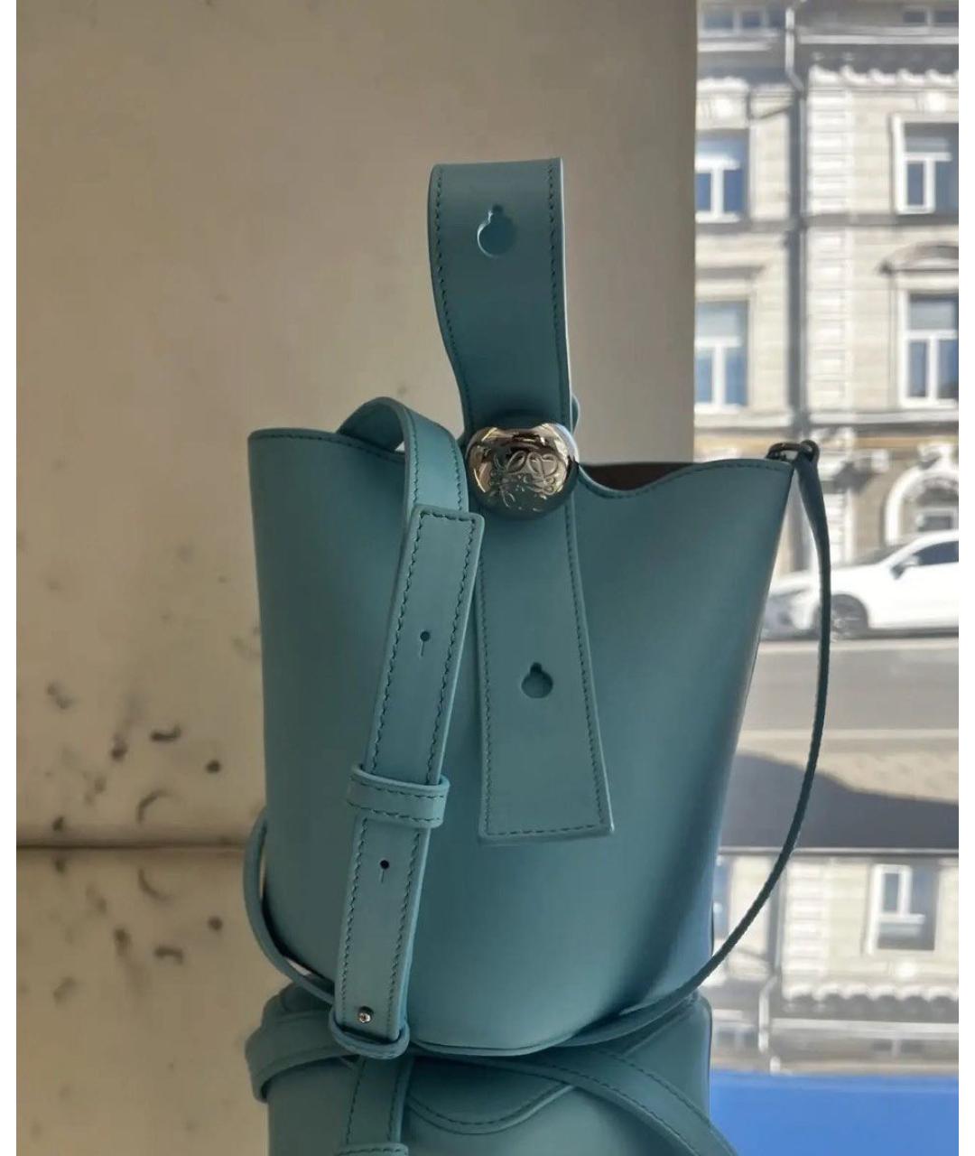 LOEWE Голубая кожаная сумка с короткими ручками, фото 2