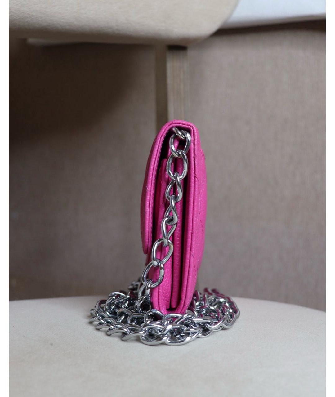 CHANEL Фуксия кожаная сумка через плечо, фото 4