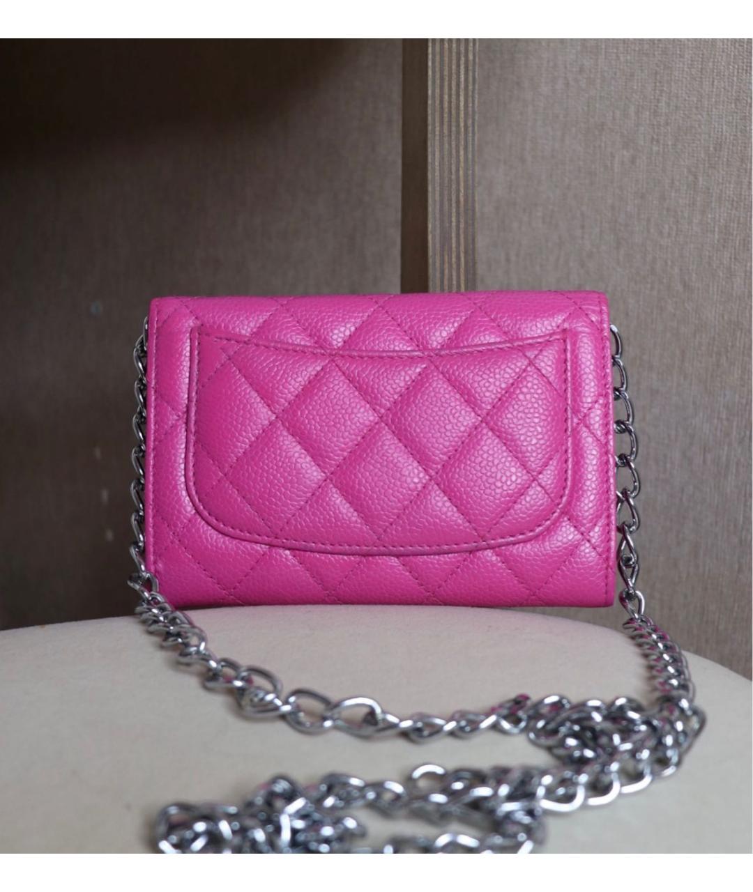 CHANEL Фуксия кожаная сумка через плечо, фото 3