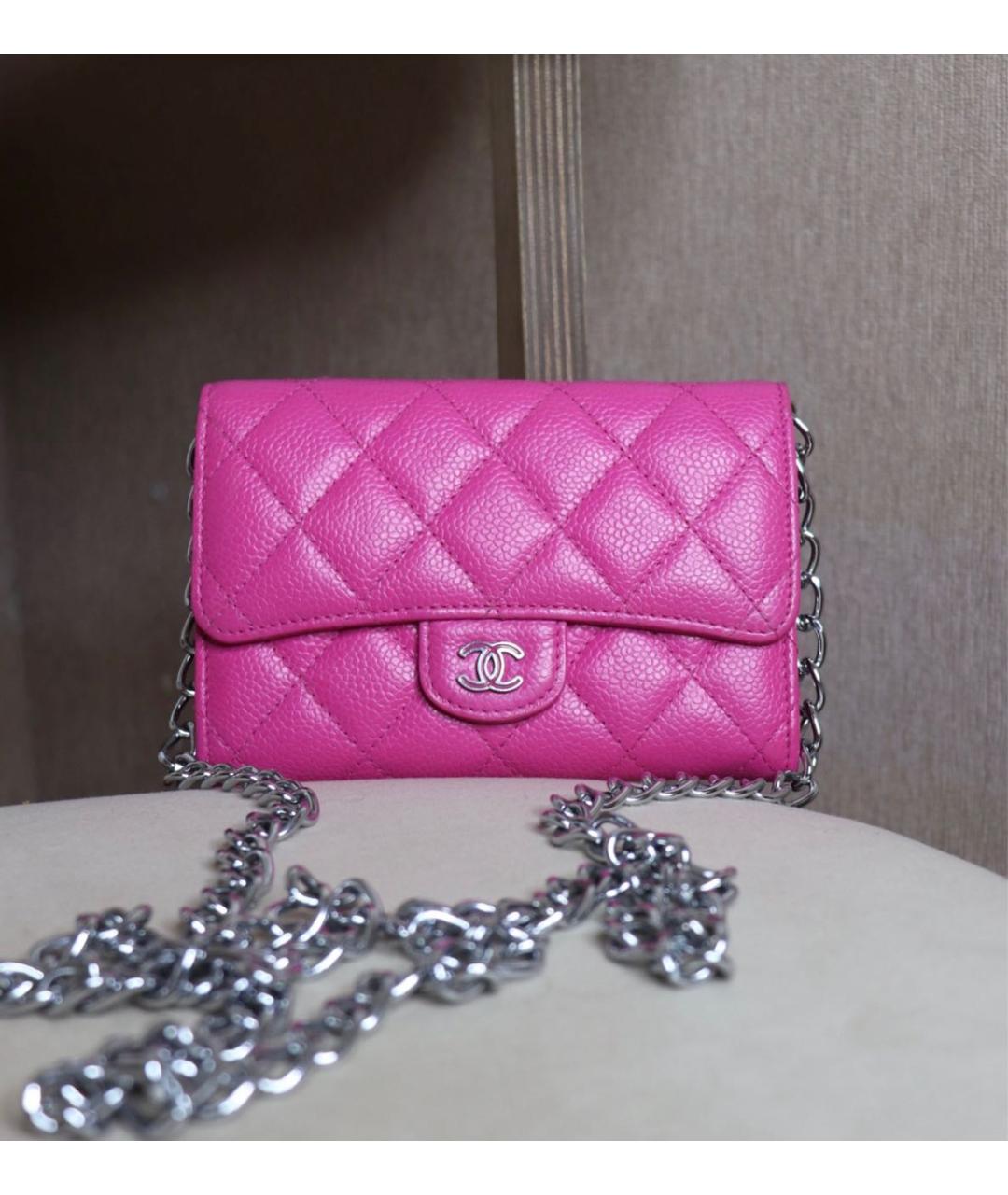 CHANEL Фуксия кожаная сумка через плечо, фото 7