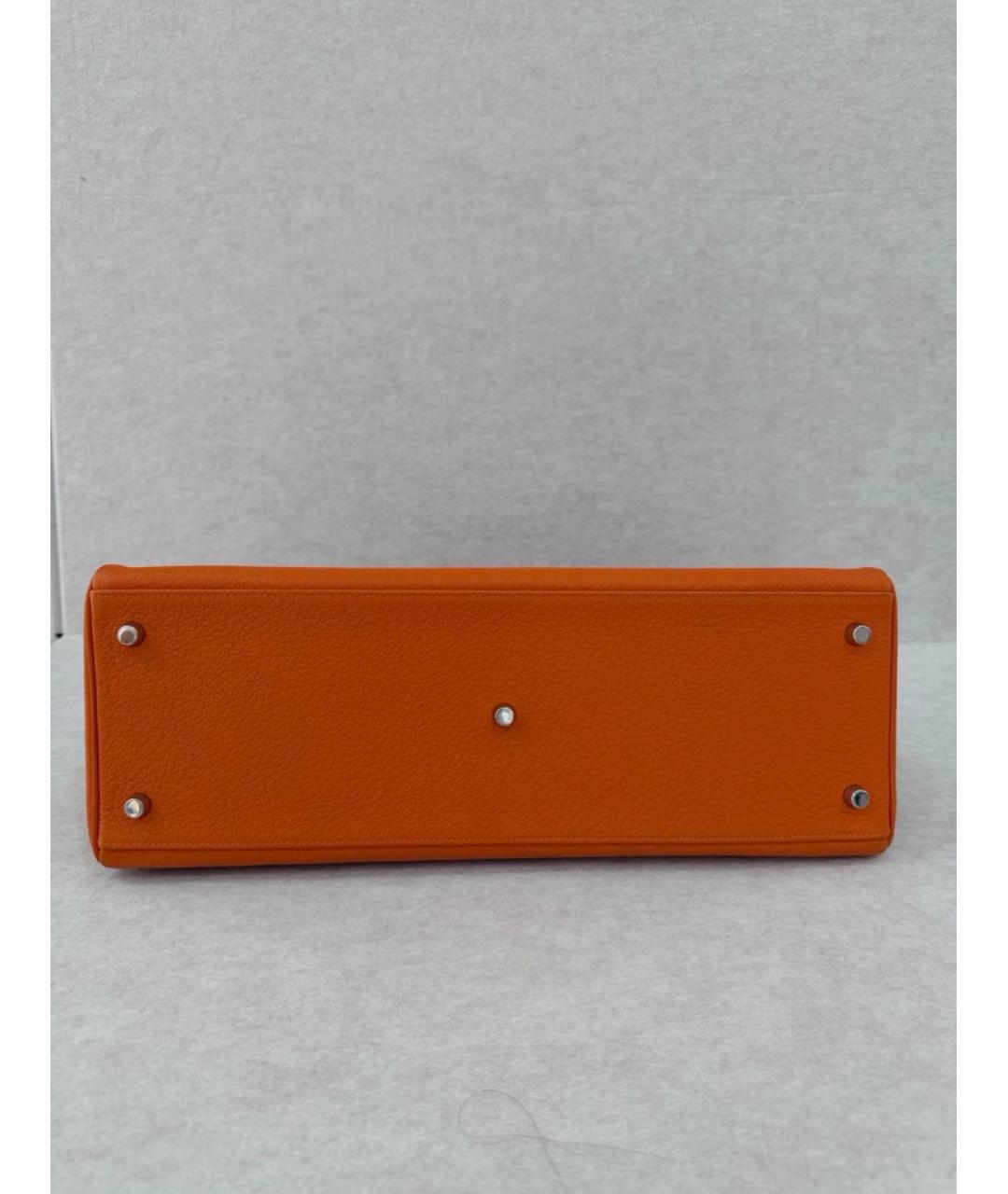 HERMES Оранжевая кожаная сумка с короткими ручками, фото 5