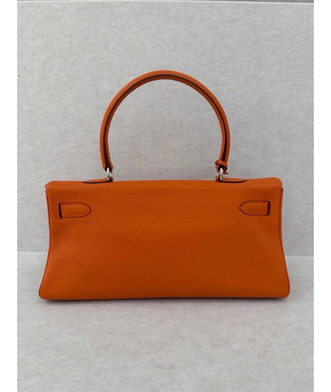 HERMES Оранжевая кожаная сумка с короткими ручками, фото 2