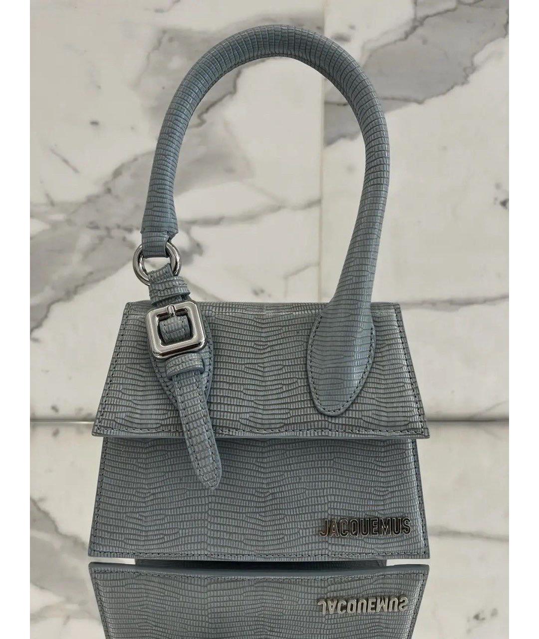 JACQUEMUS Голубая кожаная сумка с короткими ручками, фото 2