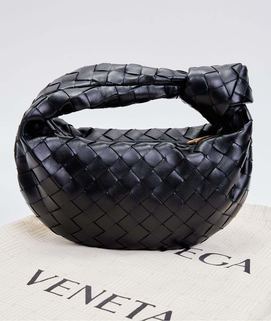 BOTTEGA VENETA Черная кожаная сумка с короткими ручками, фото 6